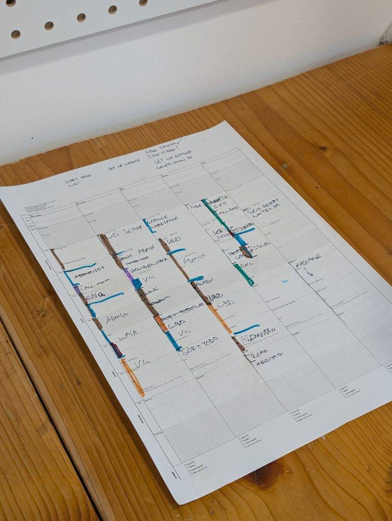 colour coded schedule