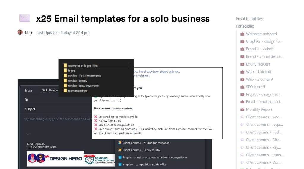 Email templates for a solo business