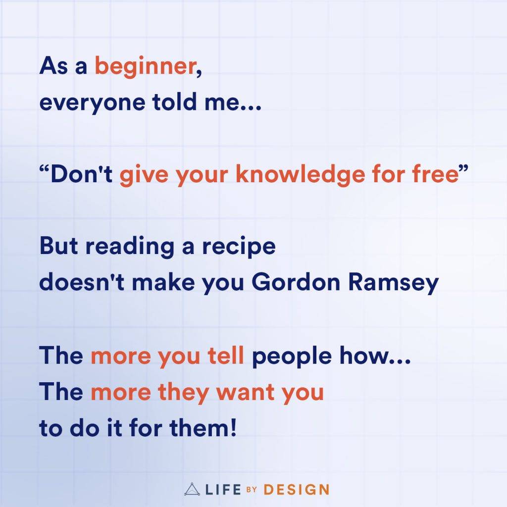 Charge for everything vs give away knowledge for free
