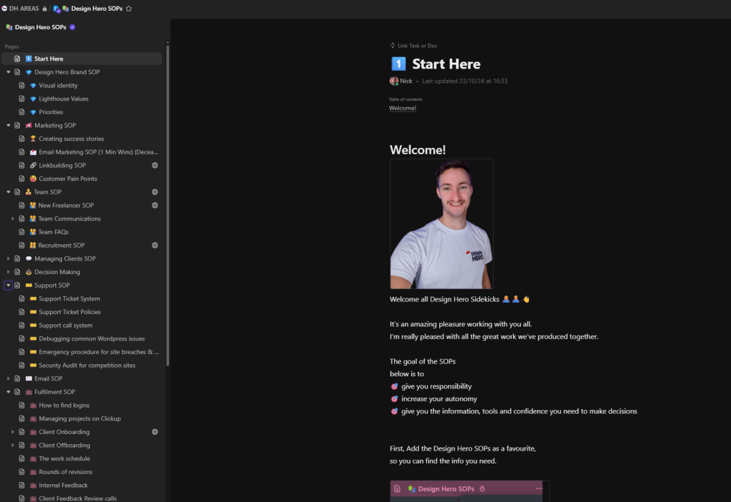 creating SOPs using Clickup