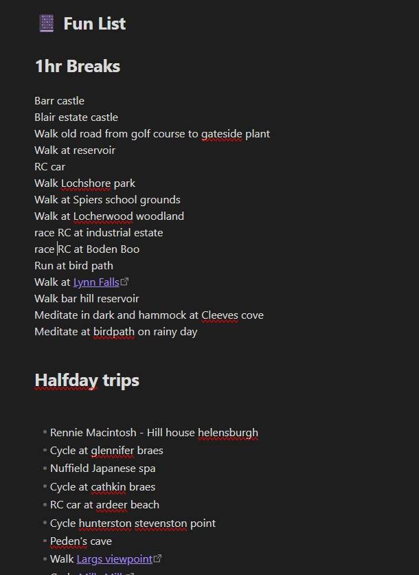 keep a fun list to avoid choice paralysis at break time