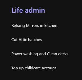 my life admin list